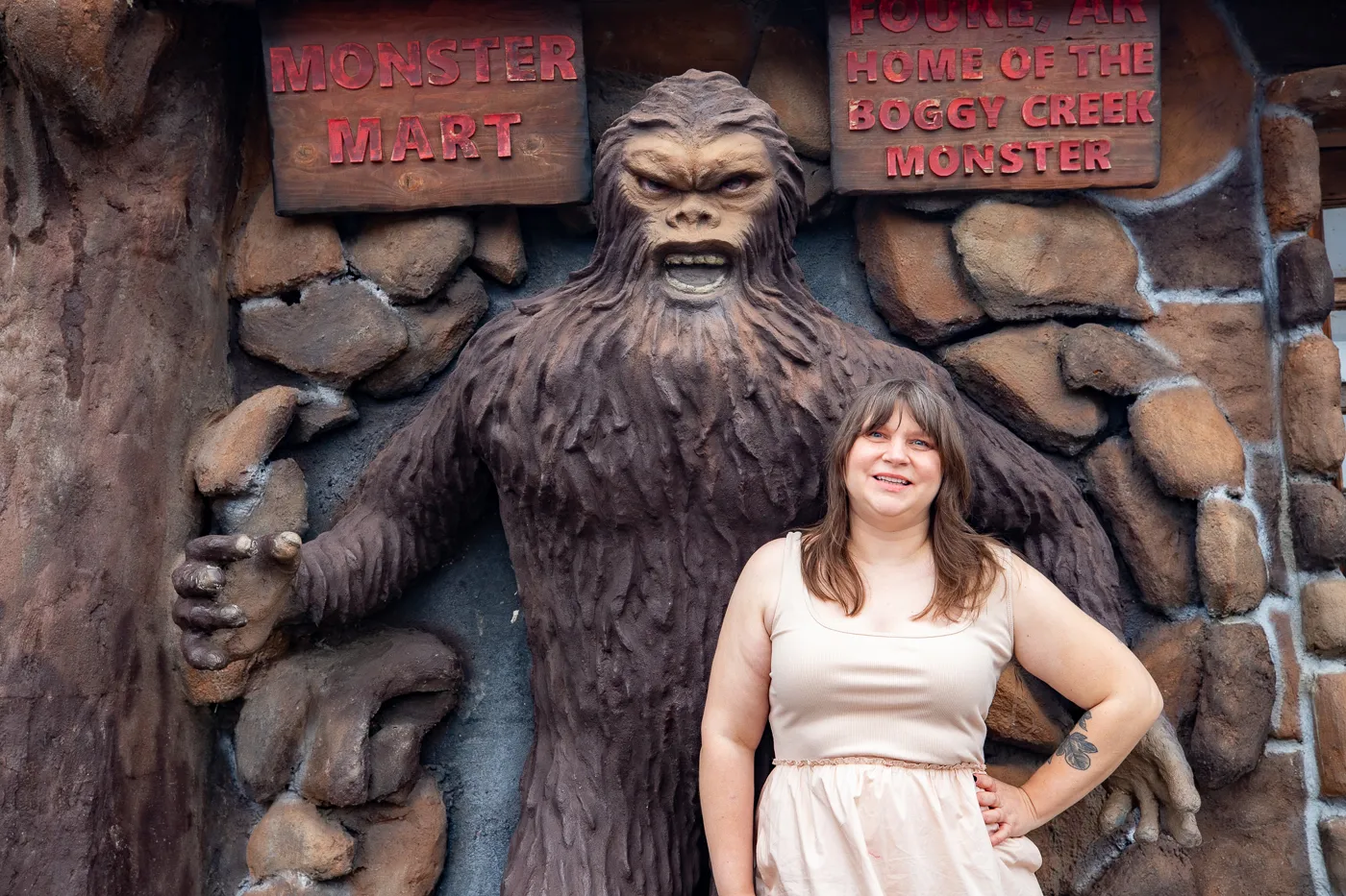 Boggy Creek Monster at Fouke Monster Mart in Fouke, Arkansas roadside attraction and convenience store