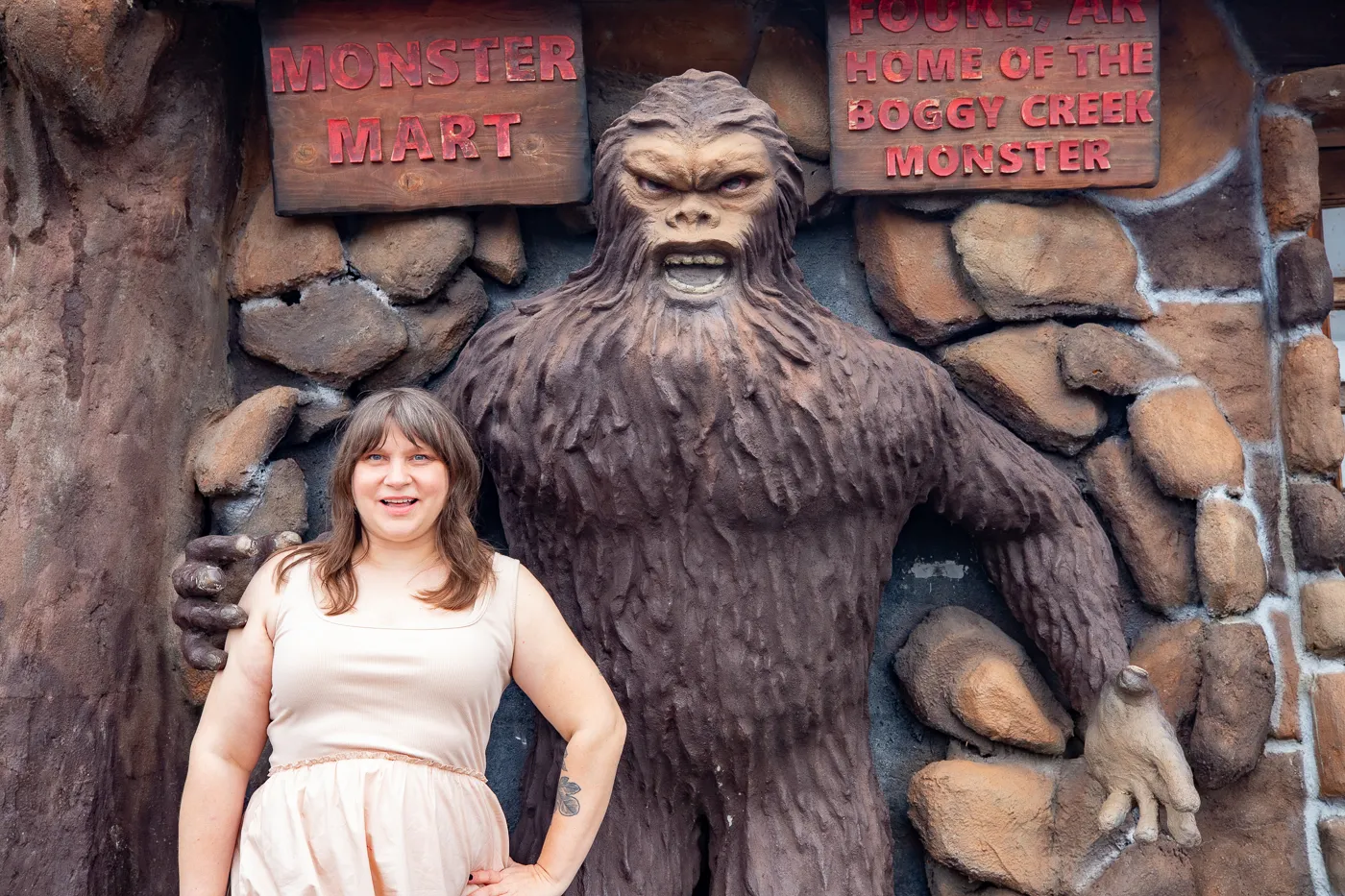 Boggy Creek Monster at Fouke Monster Mart in Fouke, Arkansas roadside attraction and convenience store