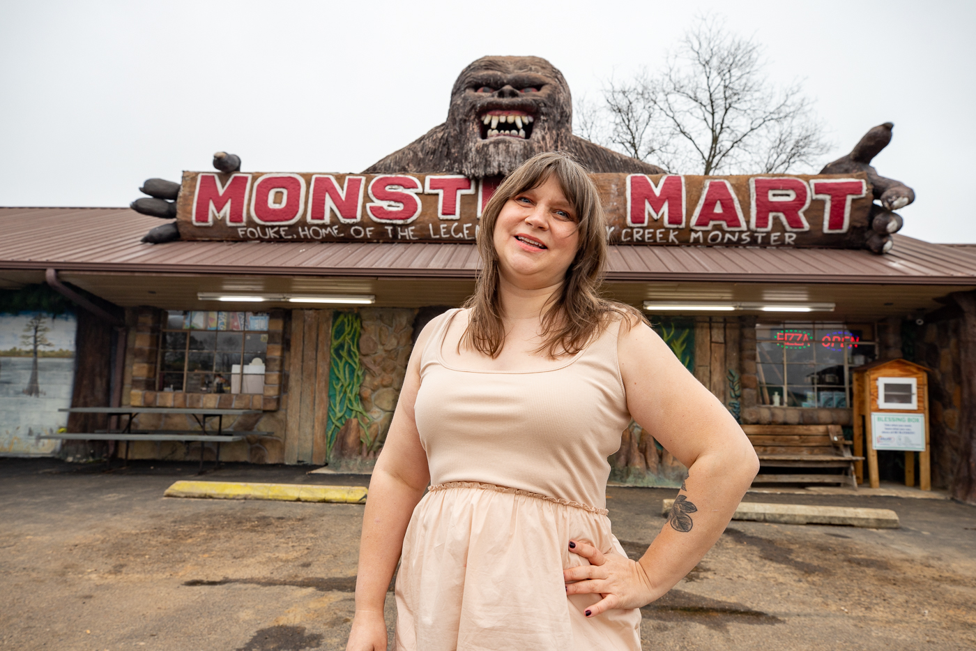 Boggy Creek Monster at Fouke Monster Mart in Fouke, Arkansas roadside attraction and convenience store