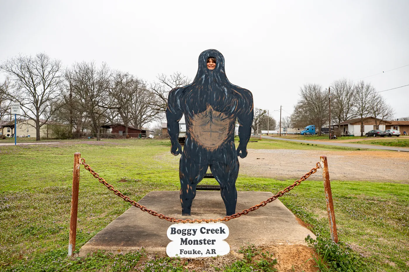Boggy Creek Monster at Fouke Monster Mart in Fouke, Arkansas roadside attraction and convenience store