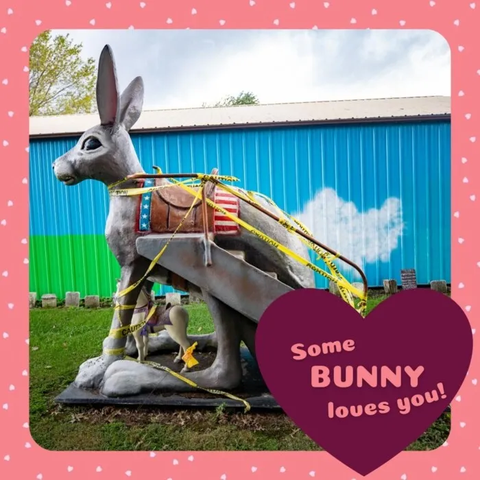 Roadside Attraction Valentines - Some Bunny Loves You - Henry's Rabbit Ranch in Staunton, Illinois Route 66 roadside attraction