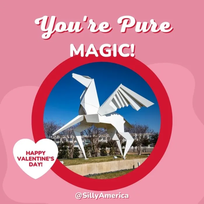 Roadside Attraction Valentines - You're Pure Magic! - Origami Pegasus in Irving, Texas (Hero's Horse)
