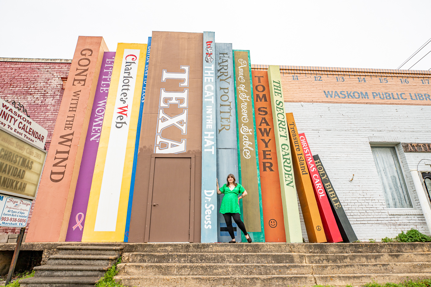 Big Books, Apple and Ruler at the Waskom Public Library in Texas