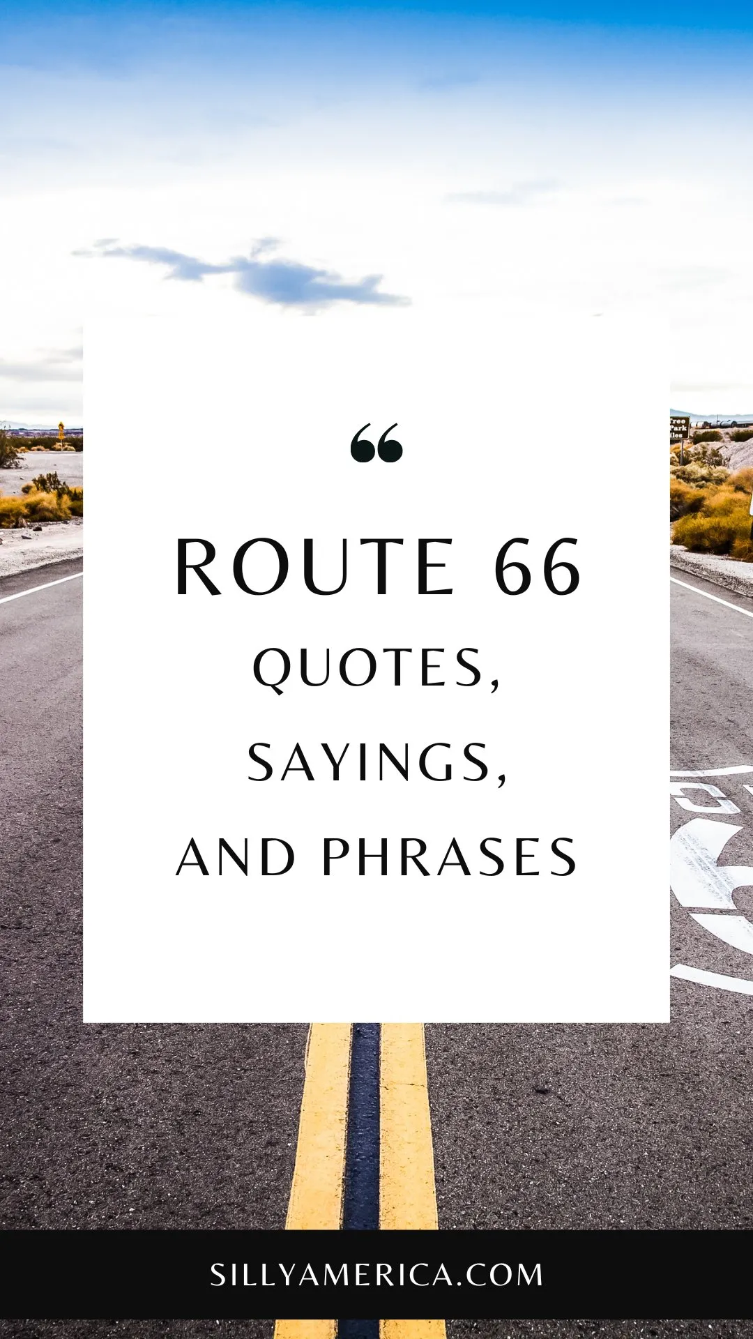 Route 66, the Mother Road, has inspired travelers for decades. This iconic road has taken its place in history as a pilgrimage that took people from east to west. The road has had a large influence on popular culture. books, movies, music, and the people who have traveled its path. It's no wonder Route 66 quotes, sayings, and phrases inspired by the Mother Road abound. Use these Route 66 quotes to inspire your next road trip or in TikTok or Instagram captions to express the journey. #Route66