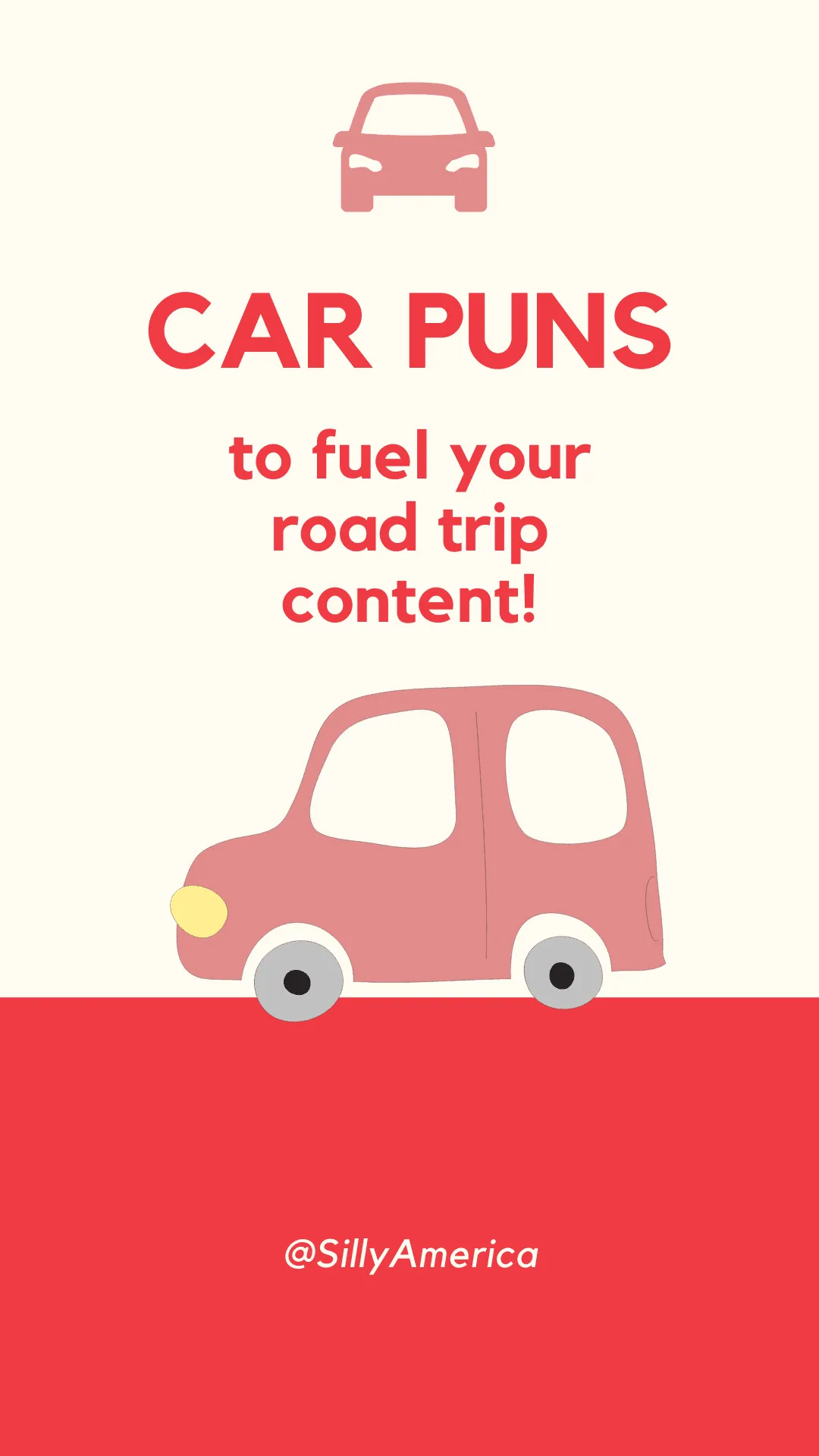Putting together a list of funny car puns was EXHAUSTING! But it was worth it knowing these ideas will FUEL your road trip content! If you're looking for the best car puns to use as captions for Instagram, in articles or blog posts, or on other social media posts, these dad-joke worthy wordplays are for you! Reach for the CARS and keep scrolling to use these fun car puns as Instagram captions for your travel photos or just to have a good chuckle. #Puns #InstagramContent #Car #CarPuns #Cars