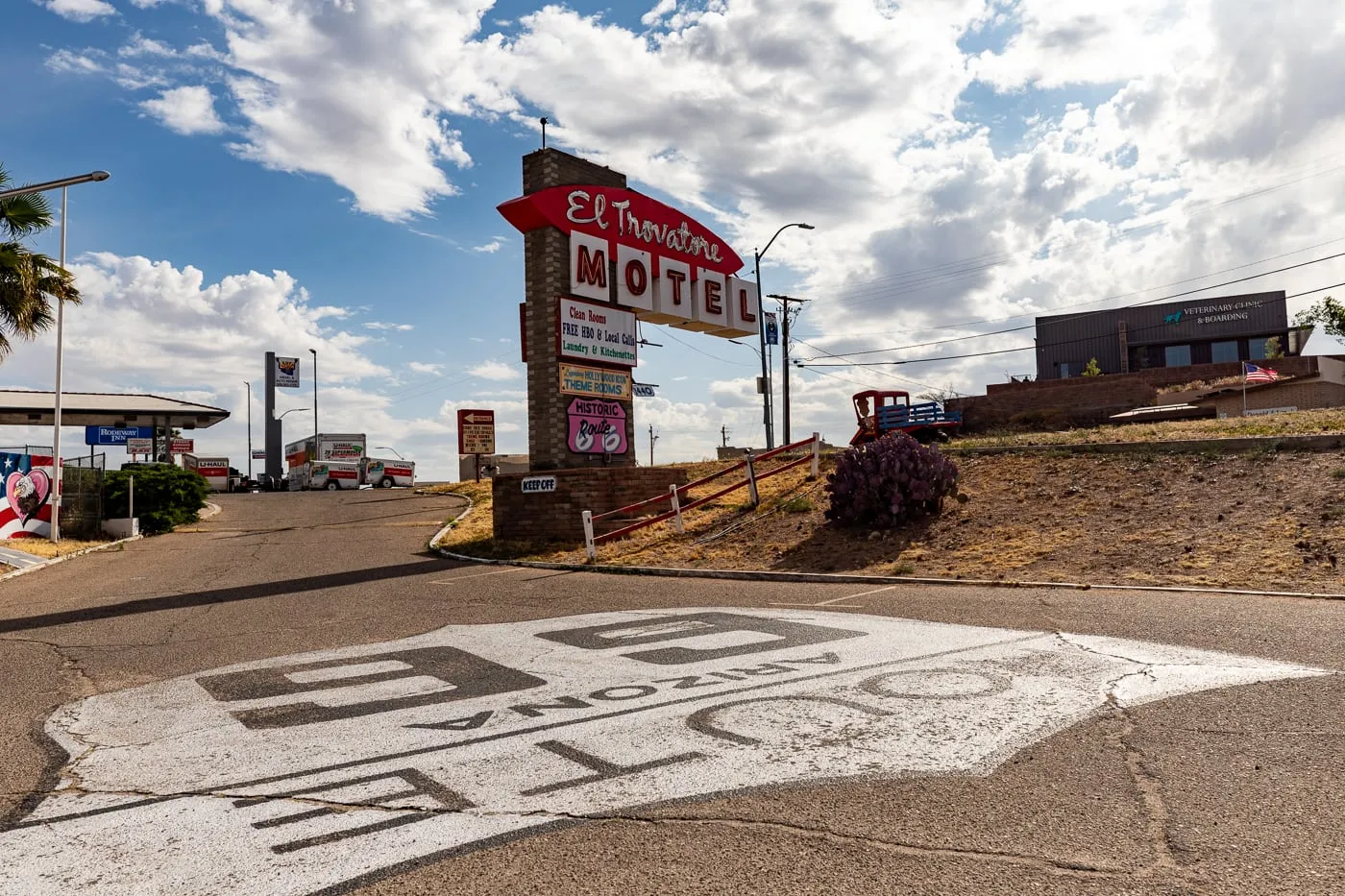 Famous Neon Sign at El Trovatore Motel in Kingman, Arizona -Route 66 Motel