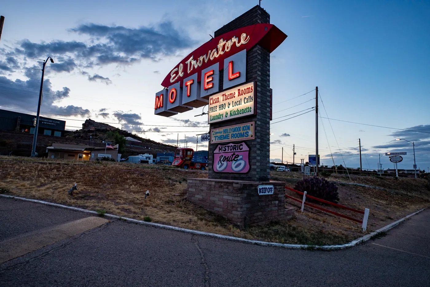 Famous Neon Sign at El Trovatore Motel in Kingman, Arizona -Route 66 Motel