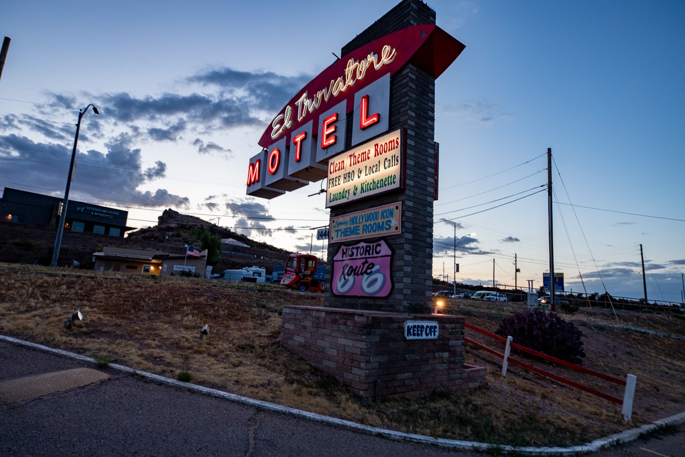 Famous Neon Sign at El Trovatore Motel in Kingman, Arizona -Route 66 Motel