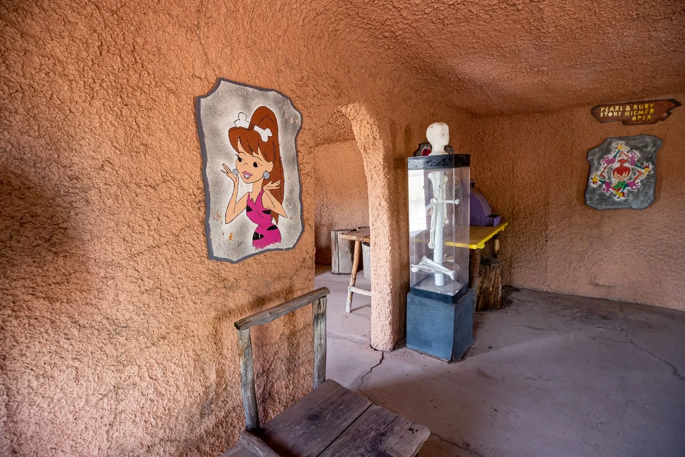 Inside the barber shop at Flintstones Bedrock City in Williams, Arizona