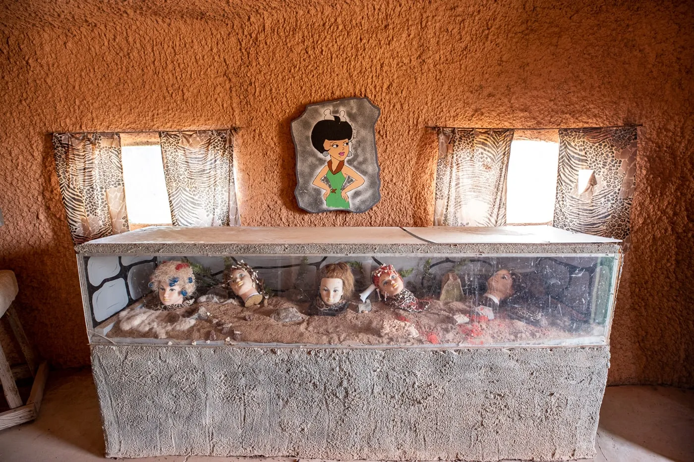 Inside the barber shop at Flintstones Bedrock City in Williams, Arizona