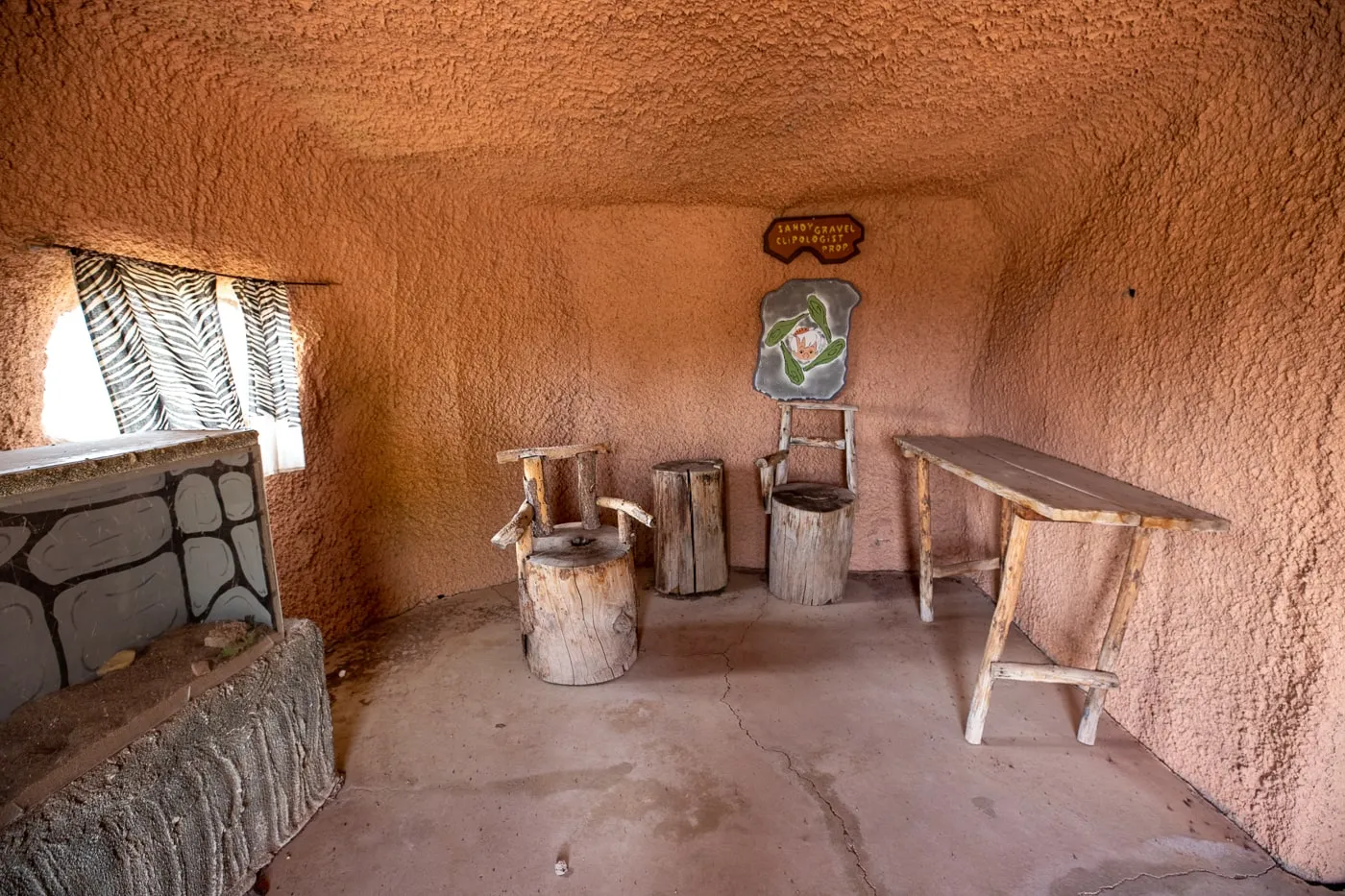 Inside the barber shop at Flintstones Bedrock City in Williams, Arizona