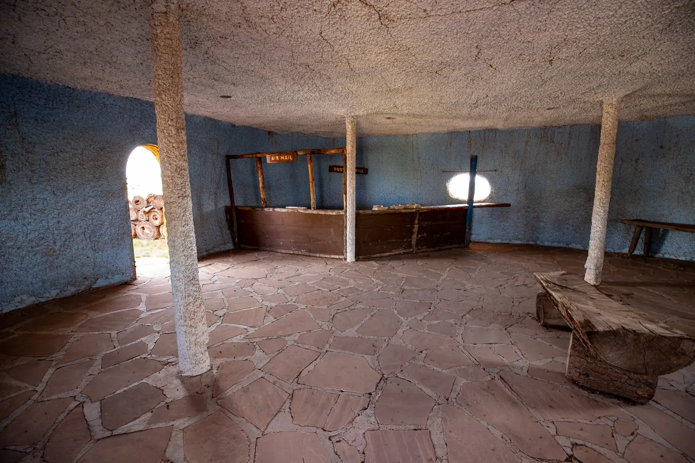 Inside the Bedrock Post Office at Flintstones Bedrock City in Williams, Arizona