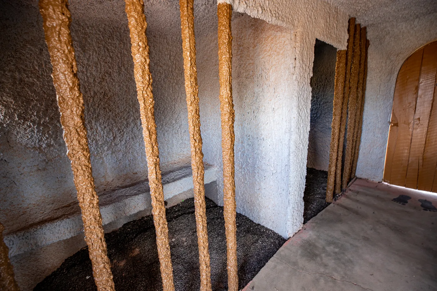 Inside the Bedrock City Jail at Flintstones Bedrock City in Williams, Arizona