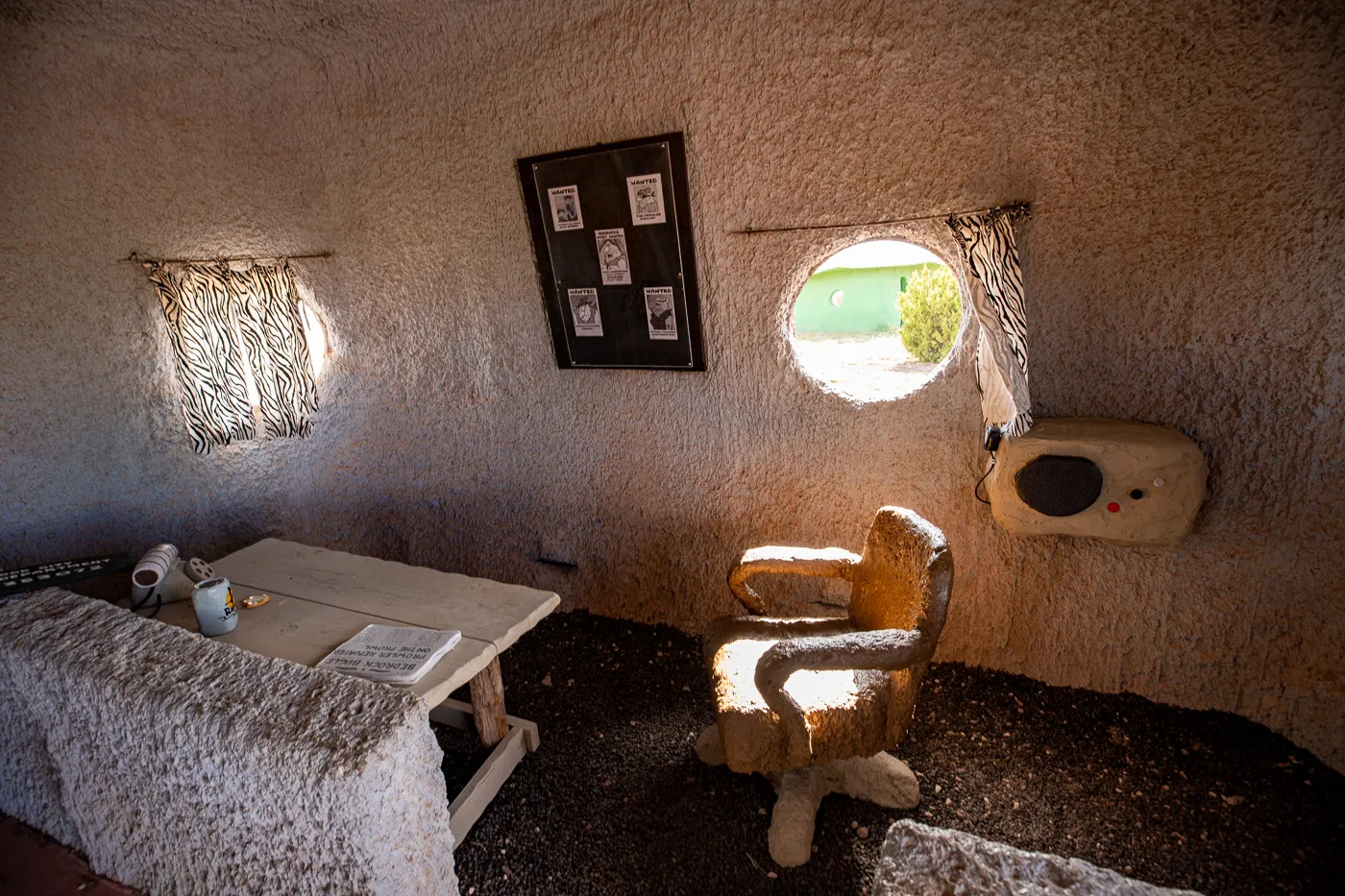 Inside the Bedrock City Jail at Flintstones Bedrock City in Williams, Arizona