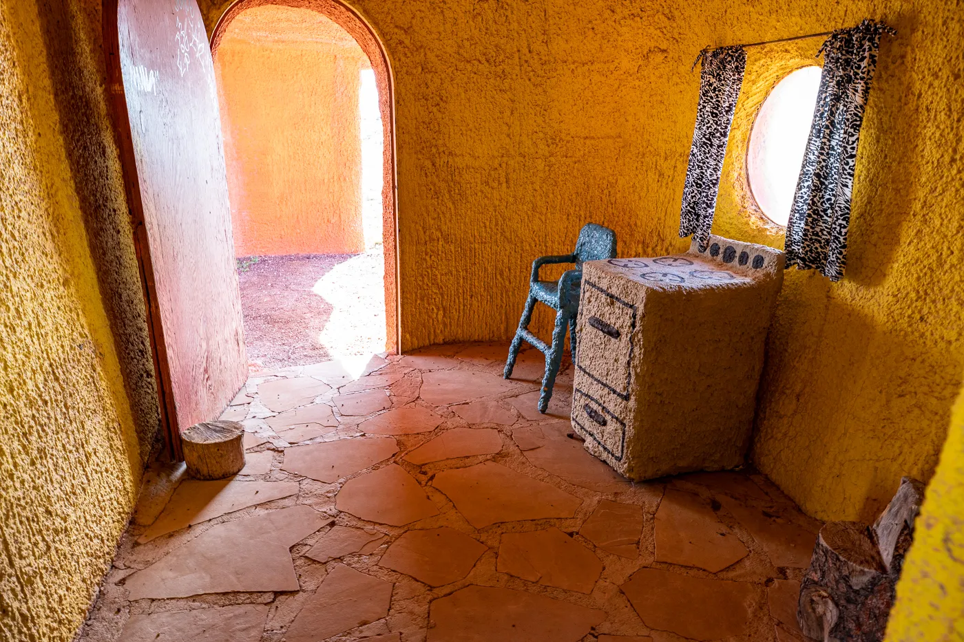 Inside Barney's House at Flintstones Bedrock City in Williams, Arizona