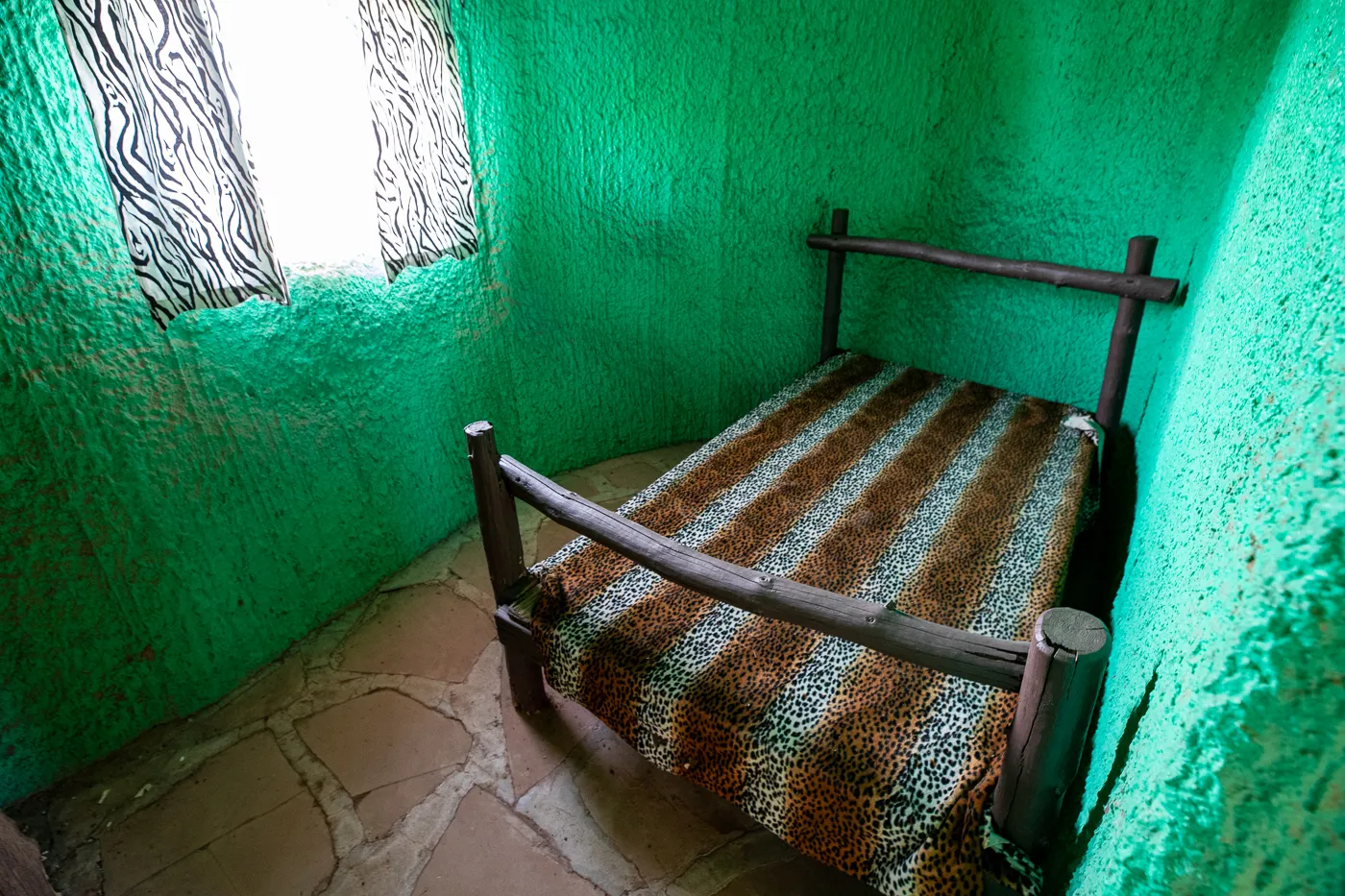 Inside Barney's House at Flintstones Bedrock City in Williams, Arizona