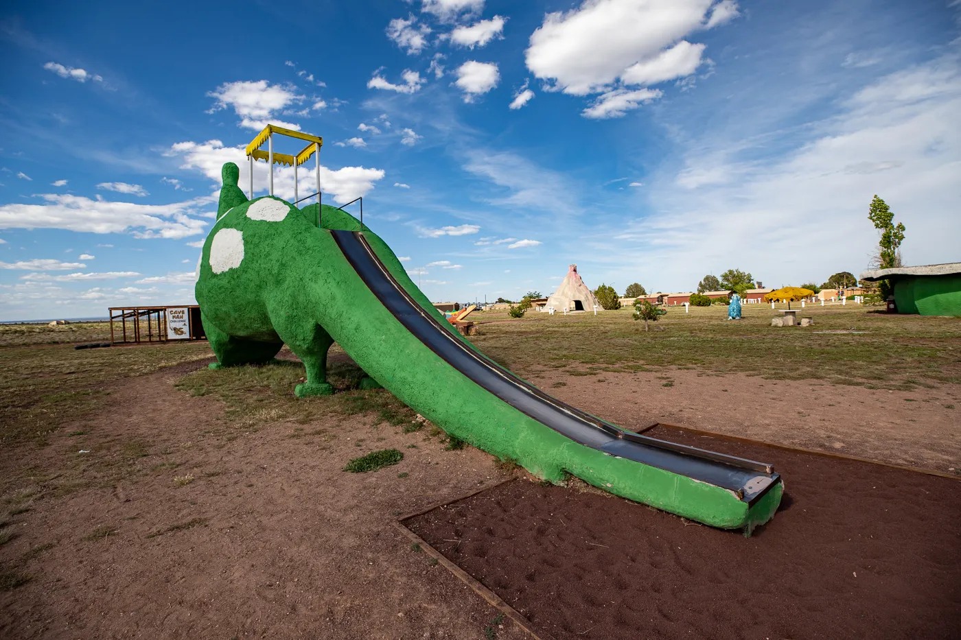 Giant Dinosaur Slide at Flintstones Bedrock City in Williams, Arizona