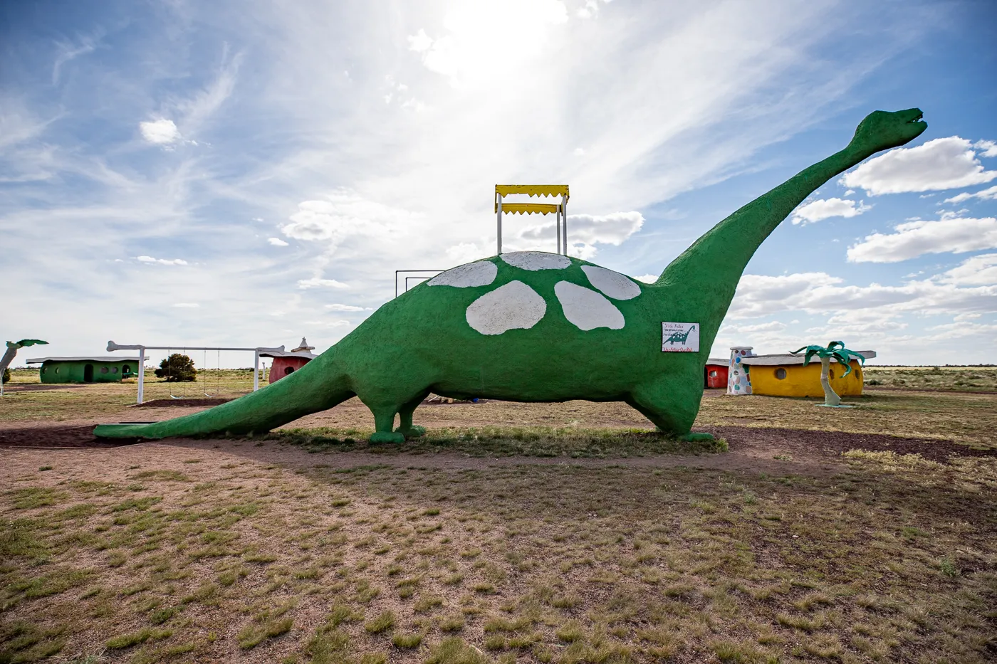 Giant Dinosaur Slide at Flintstones Bedrock City in Williams, Arizona