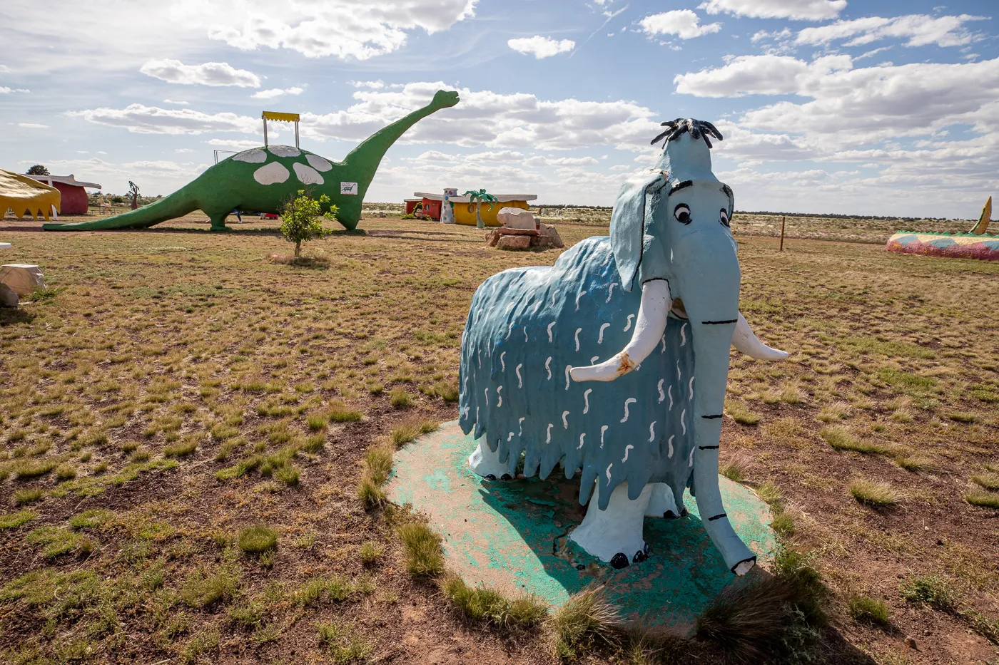 Blue Woolly Mammoth at Flintstones Bedrock City in Williams, Arizona