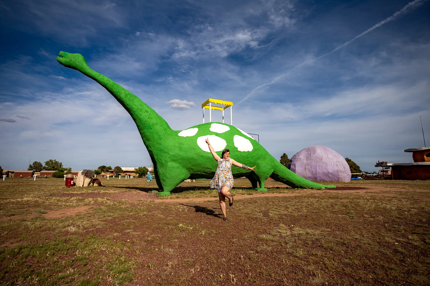 Giant Dinosaur Slide at Flintstones Bedrock City in Williams, Arizona