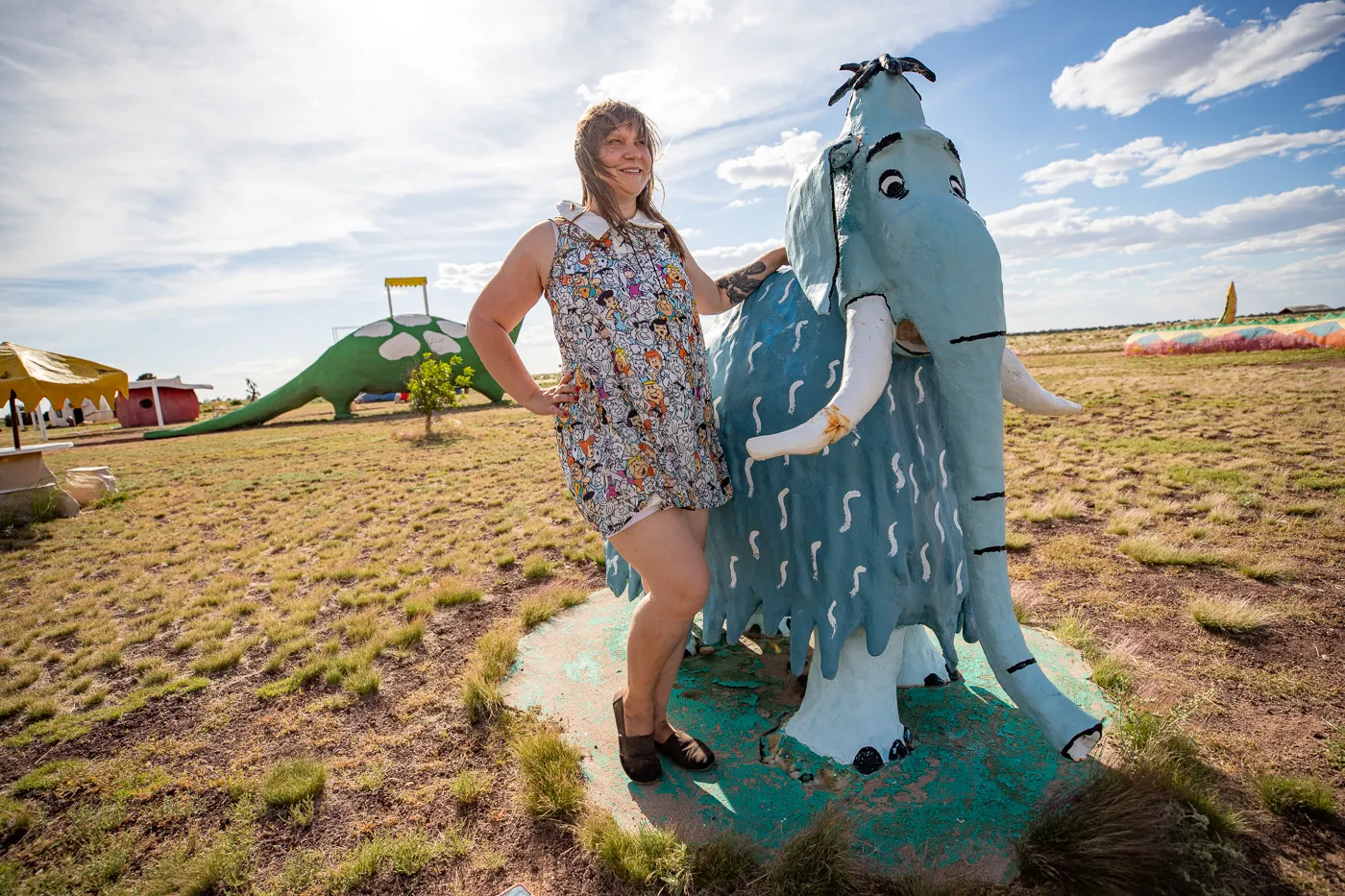 Blue Woolly Mammoth at Flintstones Bedrock City in Williams, Arizona