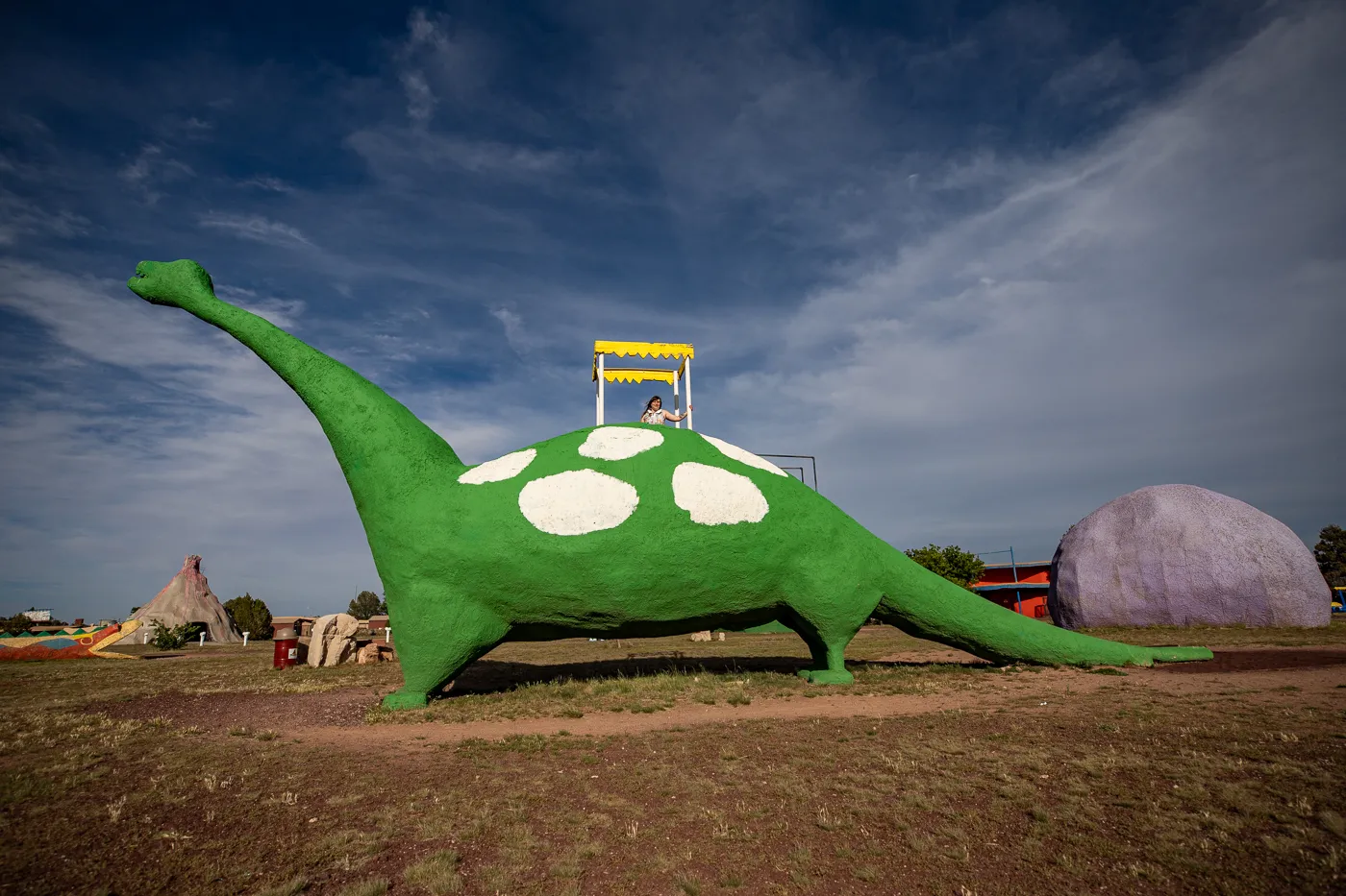 Giant Dinosaur Slide at Flintstones Bedrock City in Williams, Arizona