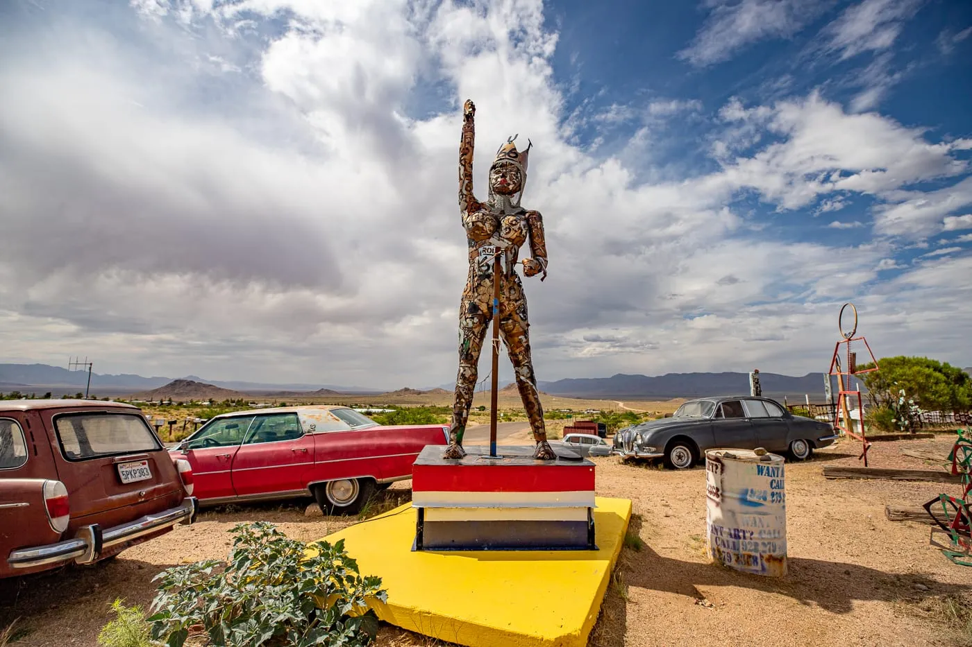 Guardian of Route 66 sculpture by Gregg Arnold at Antares Point Visitor Center & Gift Shop on Route 66