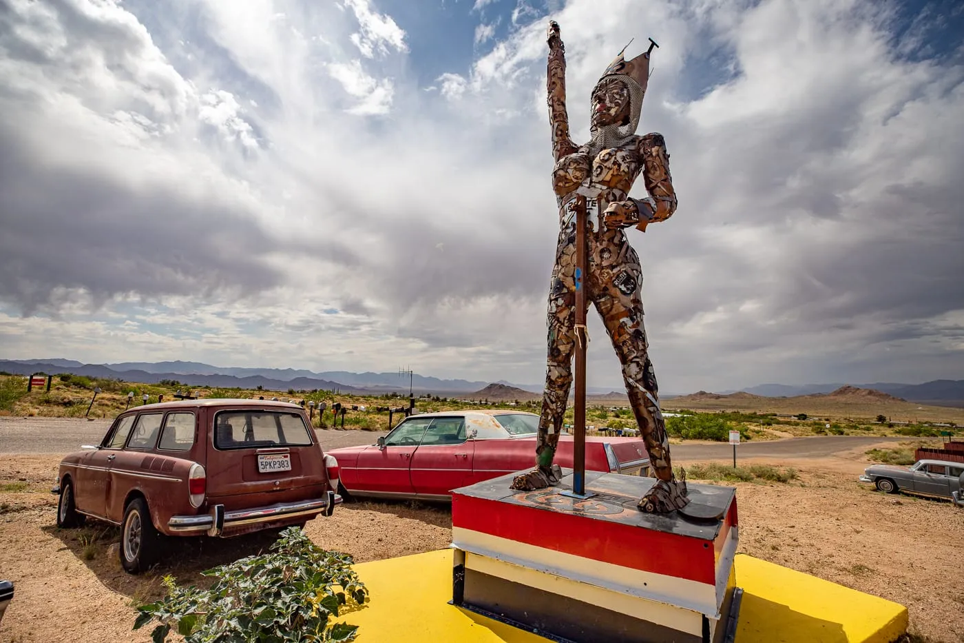 Guardian of Route 66 sculpture by Gregg Arnold at Antares Point Visitor Center & Gift Shop on Route 66