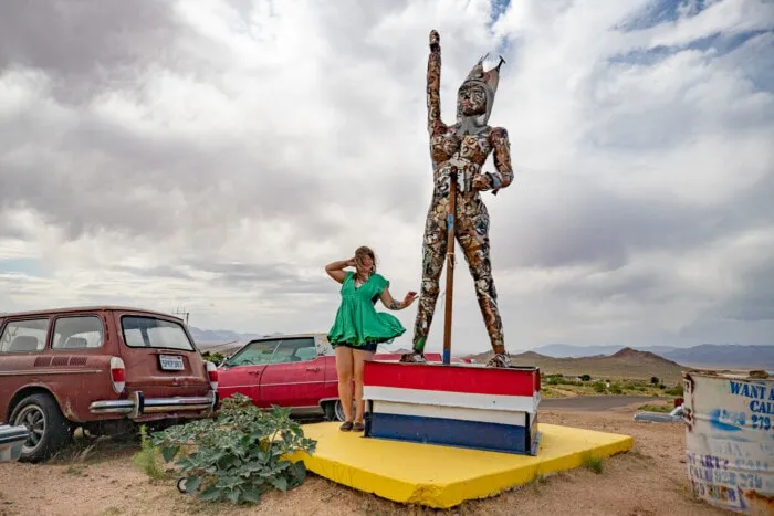 Guardian of Route 66 sculpture by Gregg Arnold at Antares Point Visitor Center & Gift Shop on Route 66
