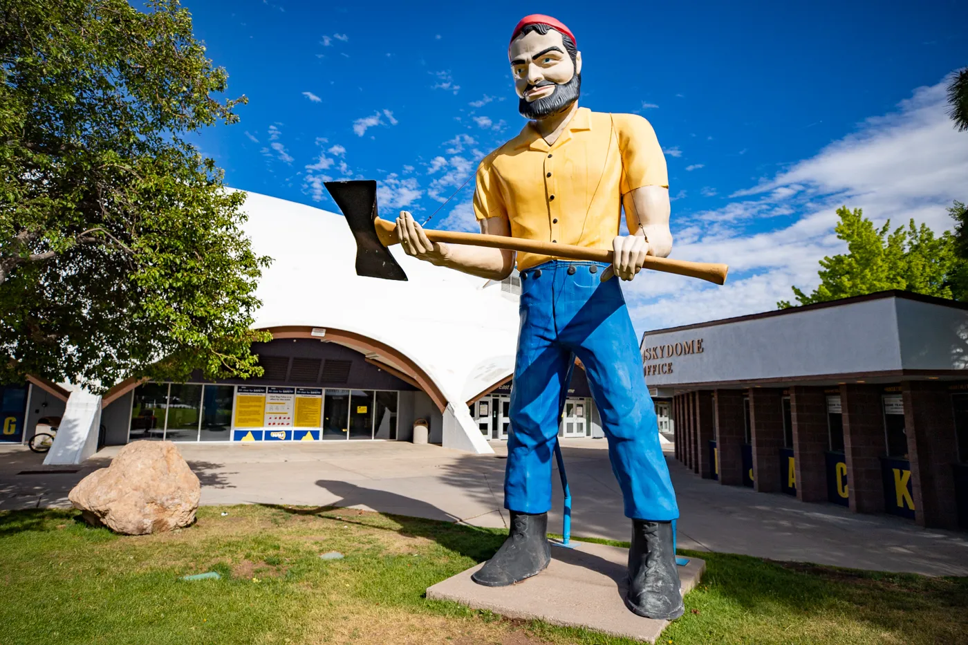 Northern Arizona University Skydome Lumberjack Muffler Man in Flagstaff, Arizona - World's First Muffler Man on Route 66