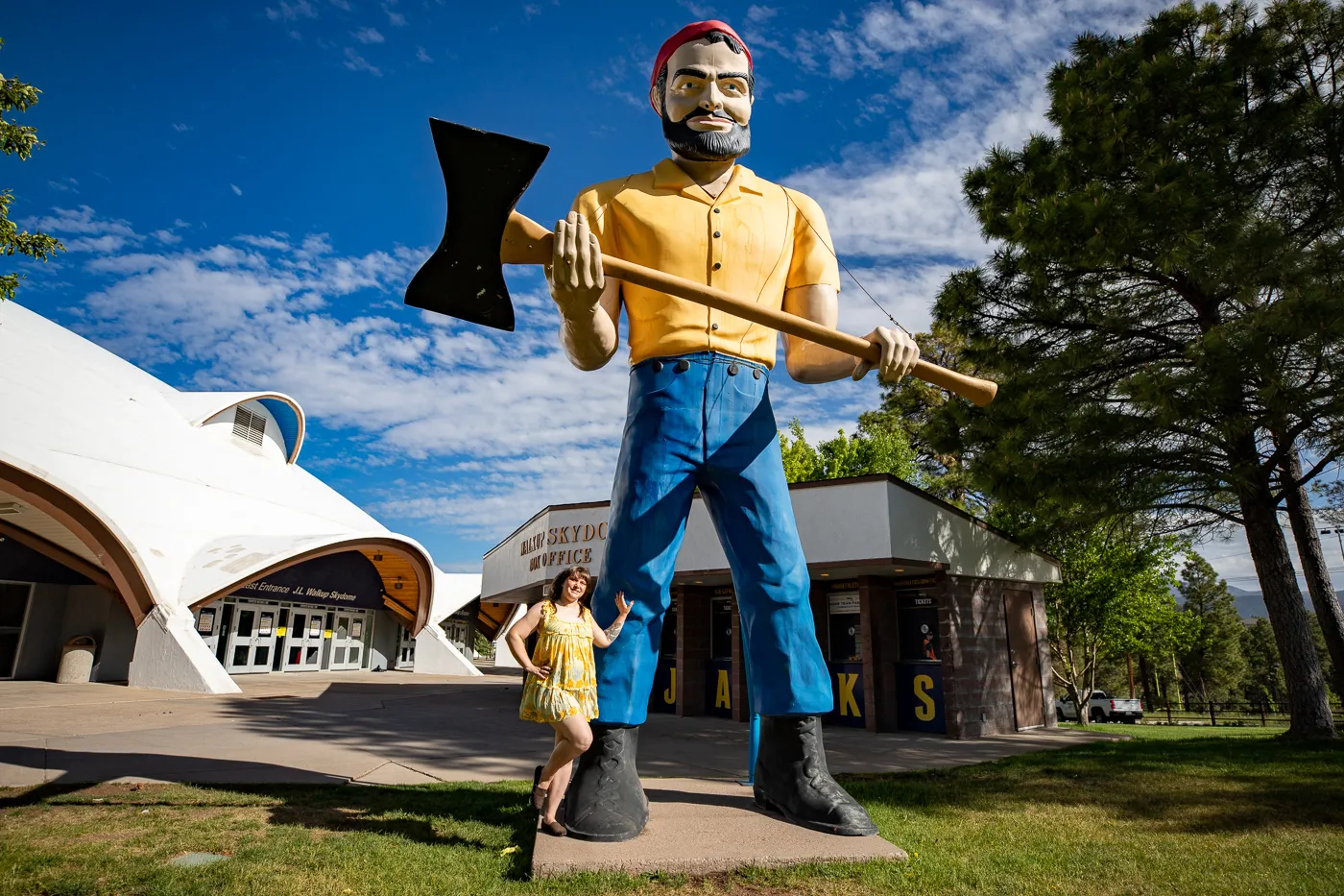Northern Arizona University Skydome Lumberjack Muffler Man in Flagstaff, Arizona - World's First Muffler Man on Route 66