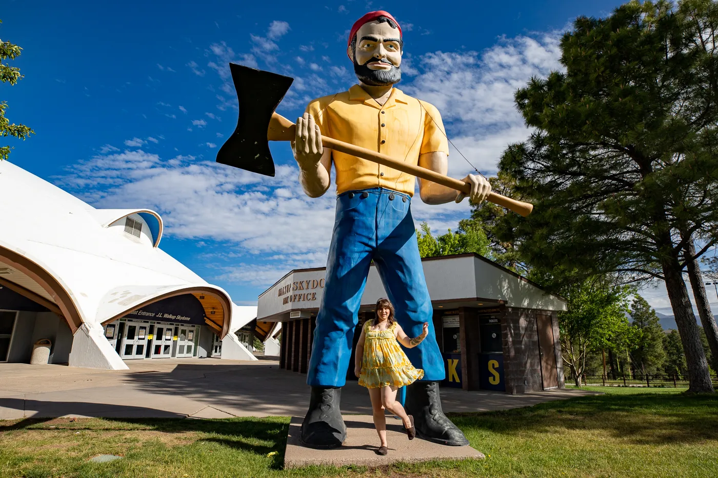 Northern Arizona University Skydome Lumberjack Muffler Man in Flagstaff, Arizona - World's First Muffler Man on Route 66