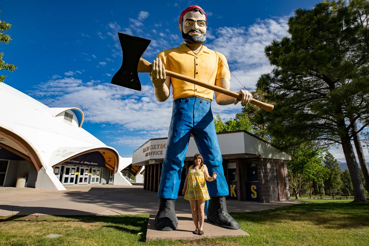 Northern Arizona University Skydome Lumberjack Muffler Man in Flagstaff, Arizona - World's First Muffler Man on Route 66