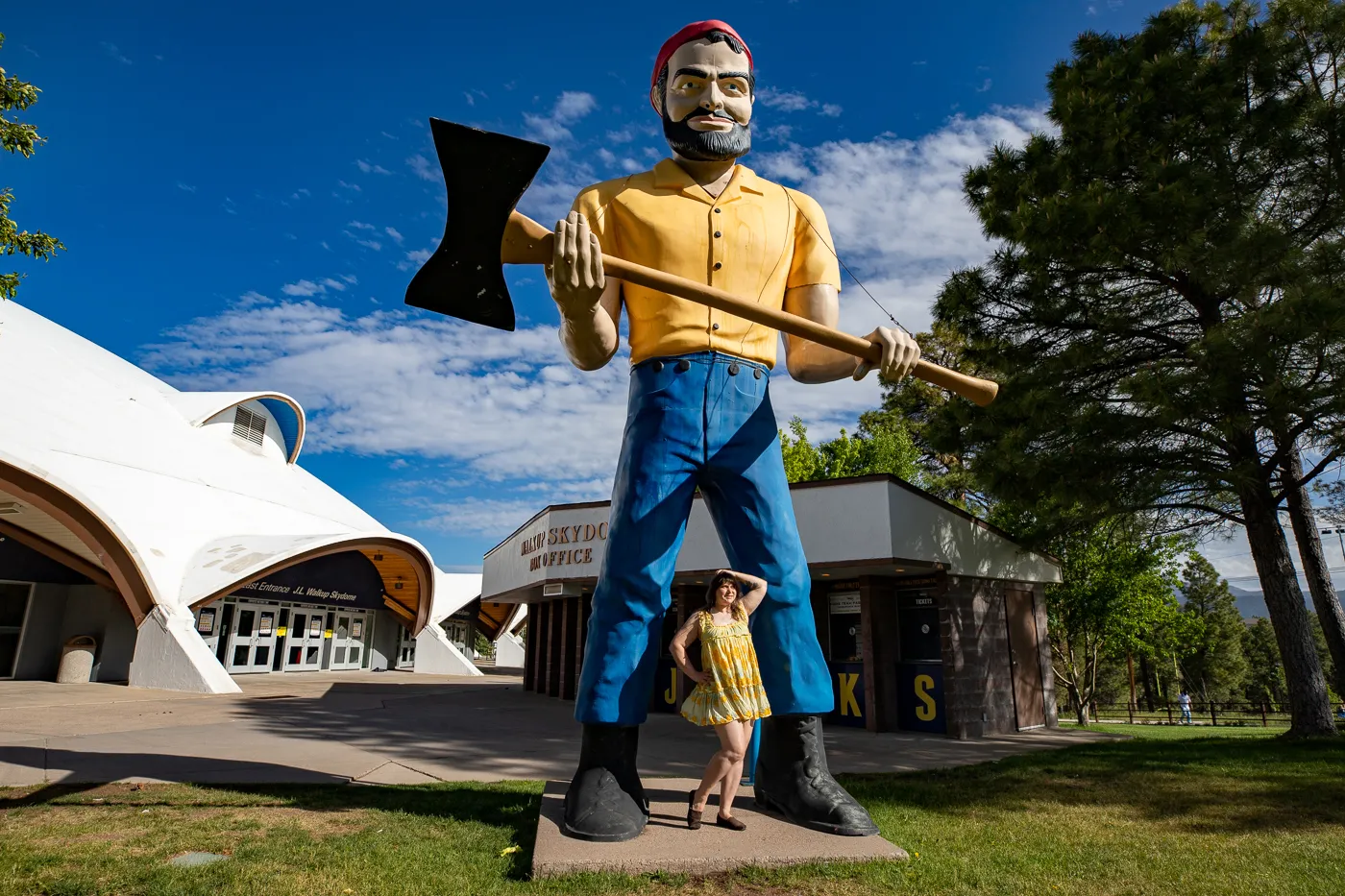 Northern Arizona University Skydome Lumberjack Muffler Man in Flagstaff, Arizona - World's First Muffler Man on Route 66