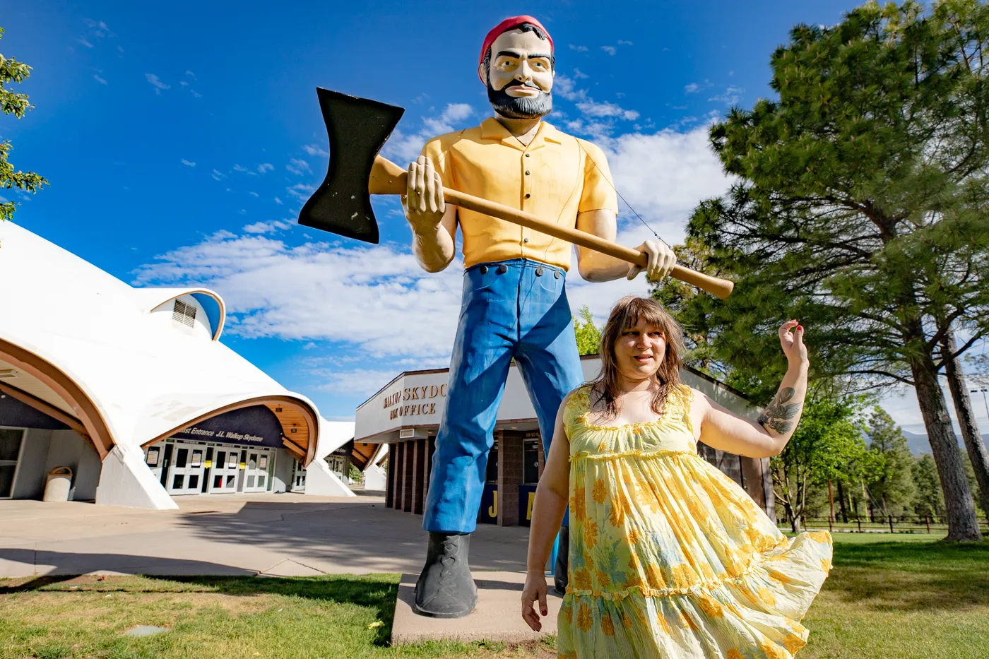 Northern Arizona University Skydome Lumberjack Muffler Man in Flagstaff, Arizona - World's First Muffler Man on Route 66