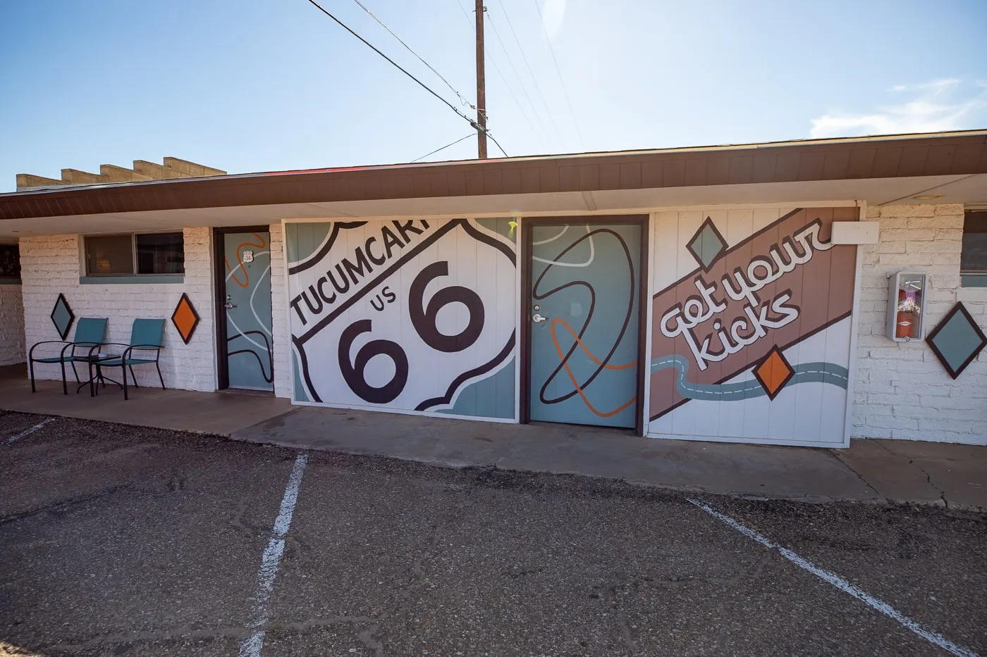 Get Your Kicks Route 66 Mural at Motel Safari in Tucumcari, New Mexico (Route 66 Motel)