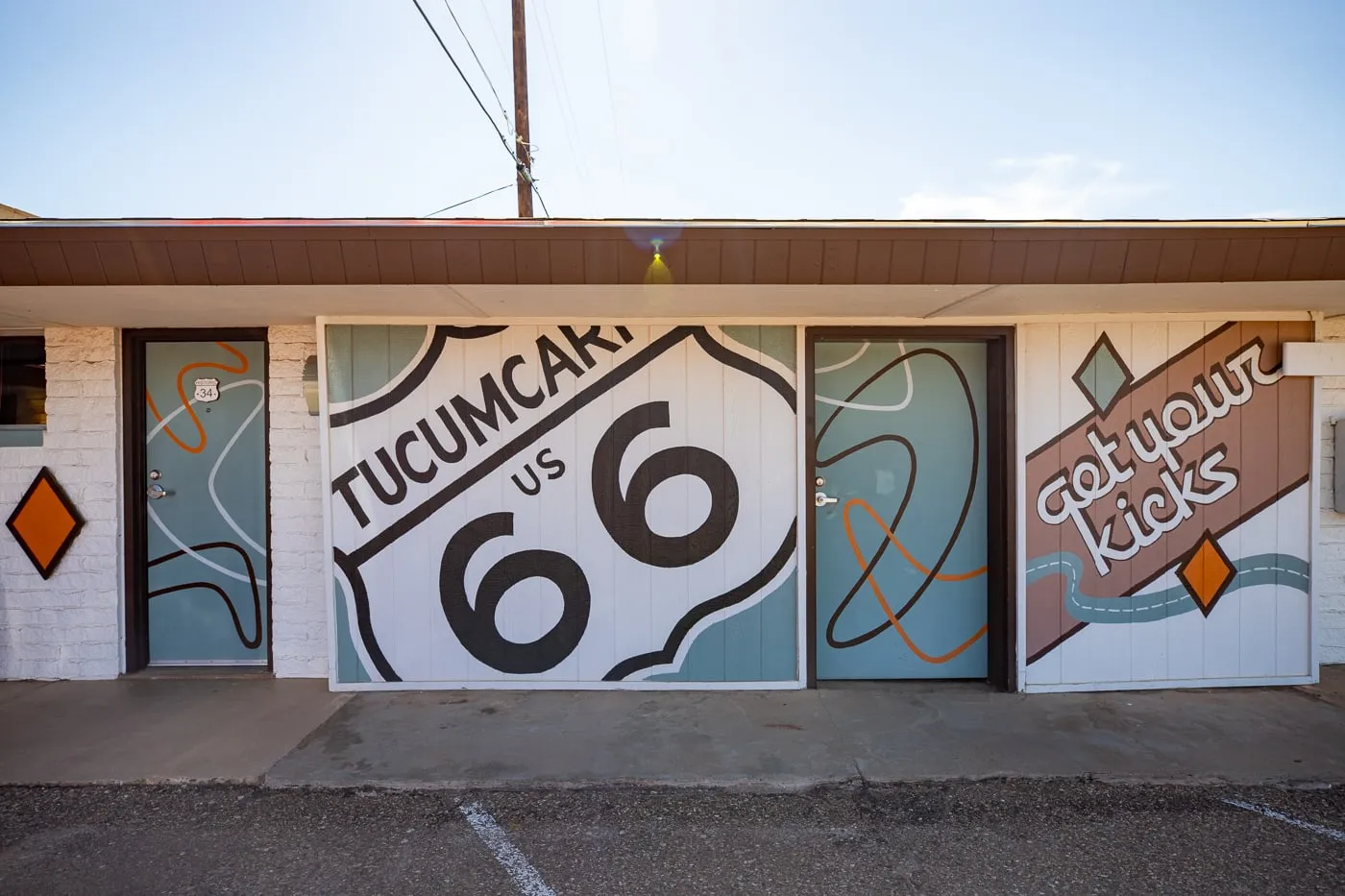 Get Your Kicks Route 66 Mural at Motel Safari in Tucumcari, New Mexico (Route 66 Motel)