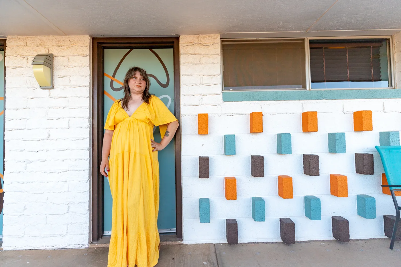 Motel doors with Googie boomerang design at Motel Safari in Tucumcari, New Mexico (Route 66 Motel)