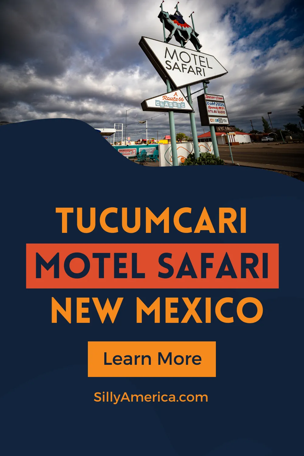 Need a good night’s sleep to get over that hump on your road trip? Just look for the camel. Motel Safari in Tucumcari, New Mexico is an iconic Route 66 motel that has been offering some of the best beds on the Mother Road for over 60 years. This vintage motel is one of the best motels on Route 66 - add Motel Safari in Tucumcari, New Mexico to your Route 66 road trip itinerary or travel bucket list! #Route66 #Route66Motel #Route66RoadTrip #Route66Motels #VintageMotels #RoadTrip #NewMexicoRoadTrip