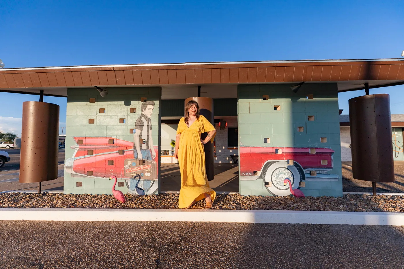 Elvis and Pink Cadillac Mural at Motel Safari in Tucumcari, New Mexico (Route 66 Motel)