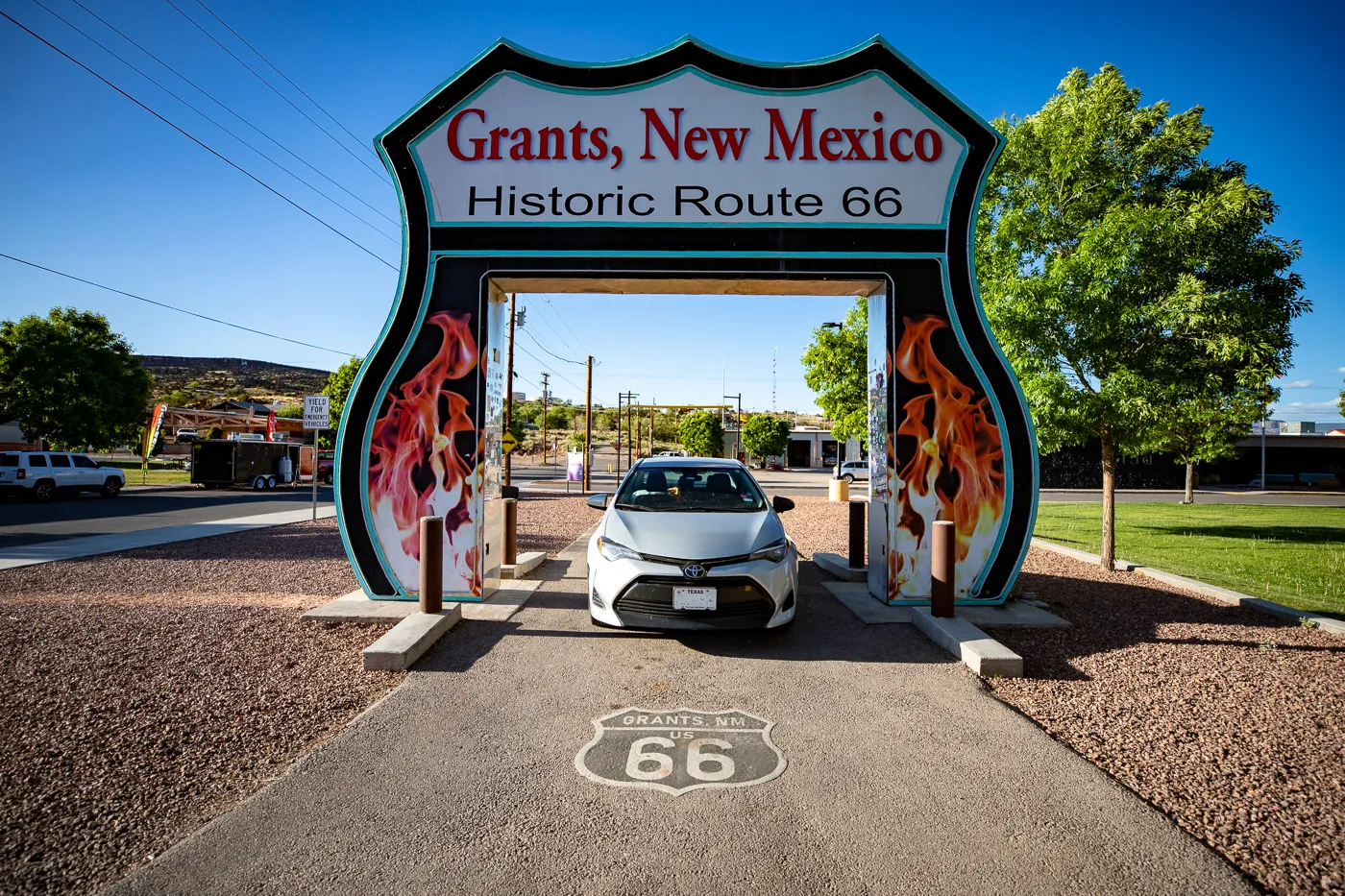 Route 66 Neon Drive-Thru Sign in Grants, New Mexico