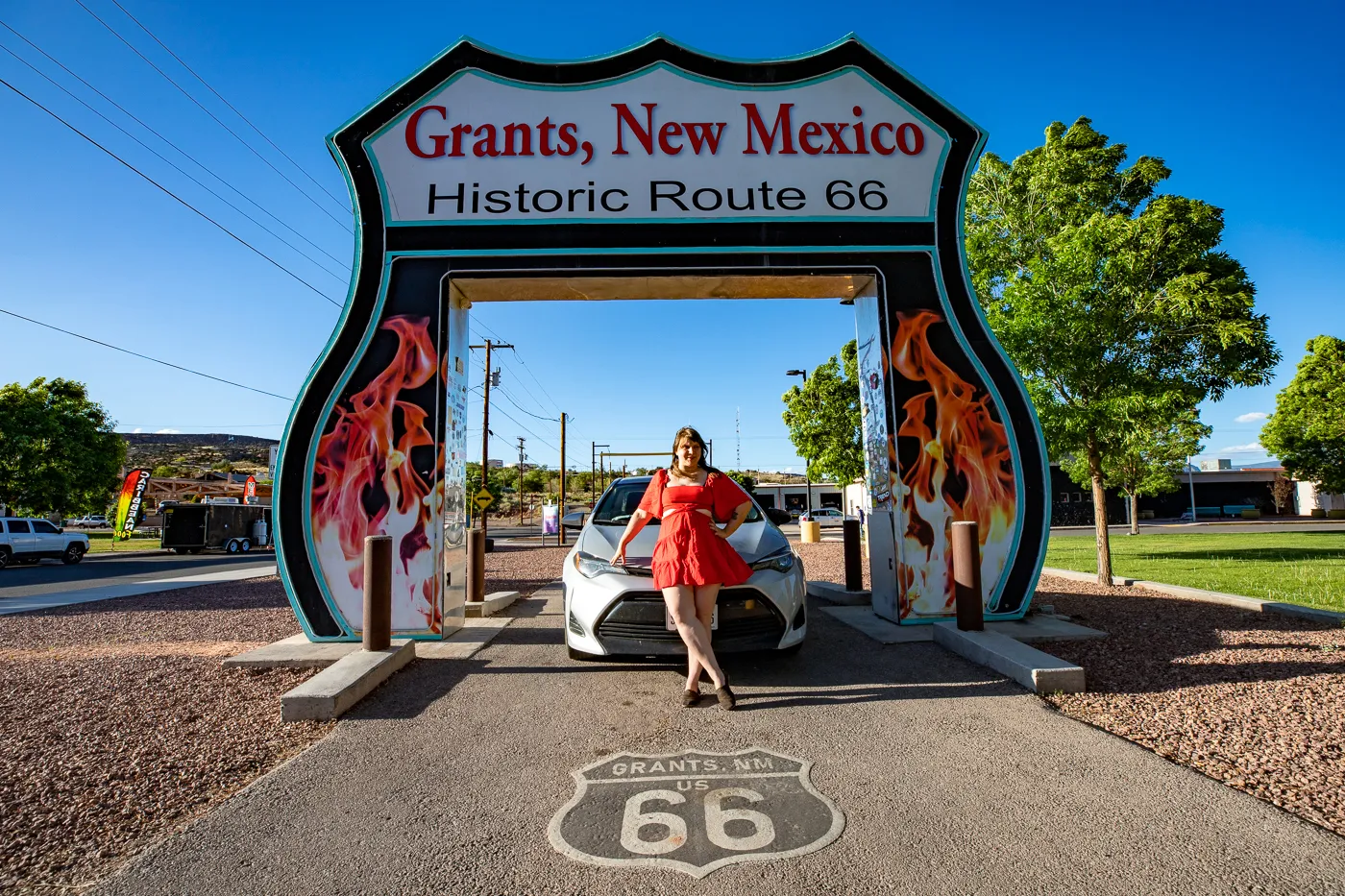 Route 66 Neon Drive-Thru Sign in Grants, New Mexico