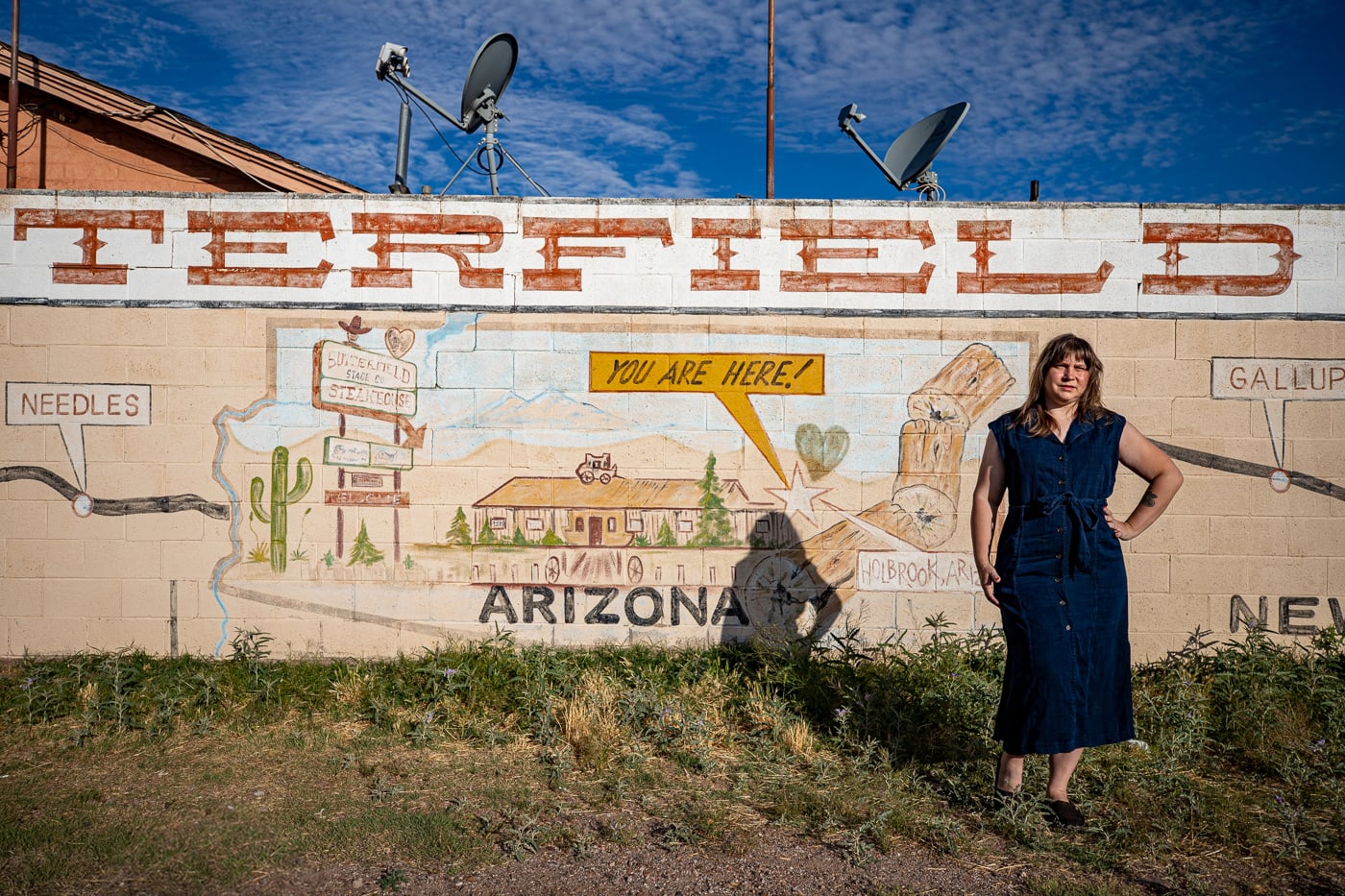 Route 66 Map Mural in Holbrook, Arizona - World's Longest Map of Route 66 in Arizona at Butterfield Stage Co Steak House