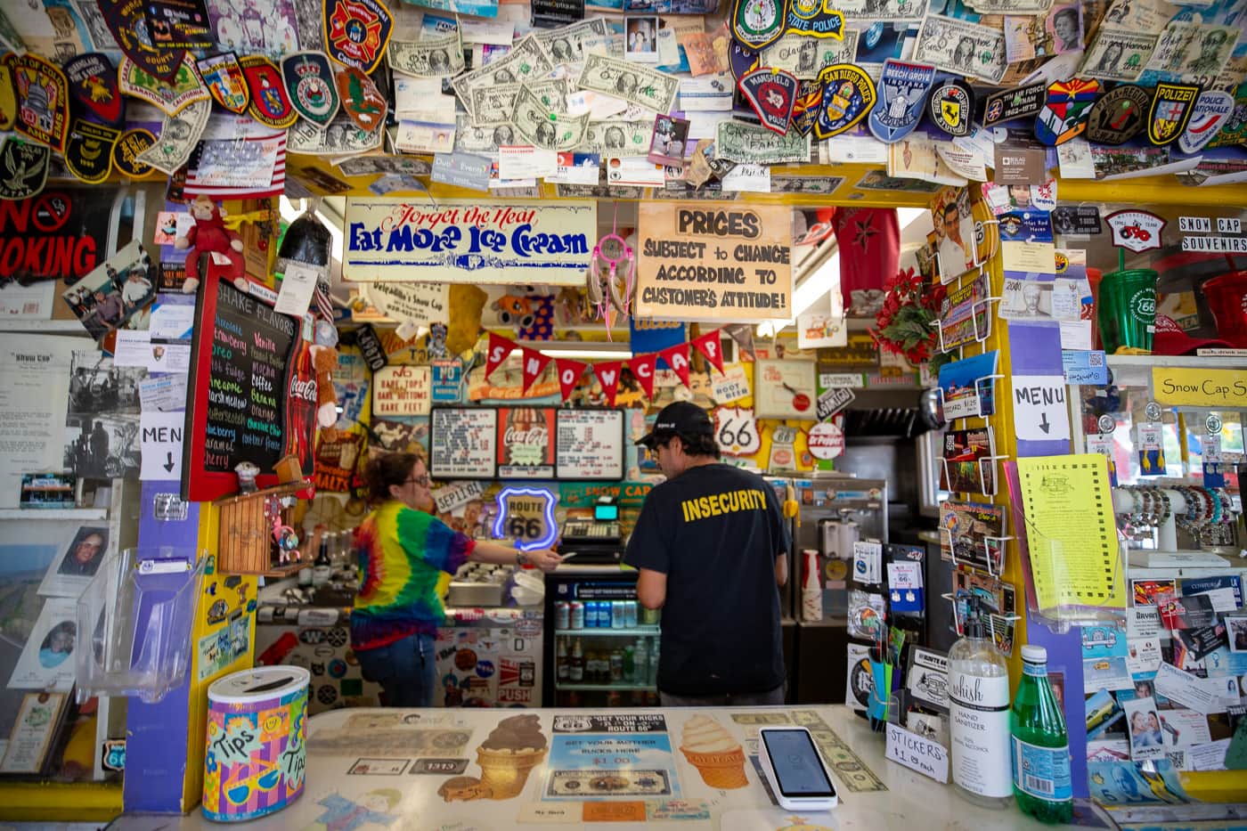 Ordering food inside Delgadillo’s Snow Cap in Seligman, Arizona - Route 66 restaurant and Drive-In Diner