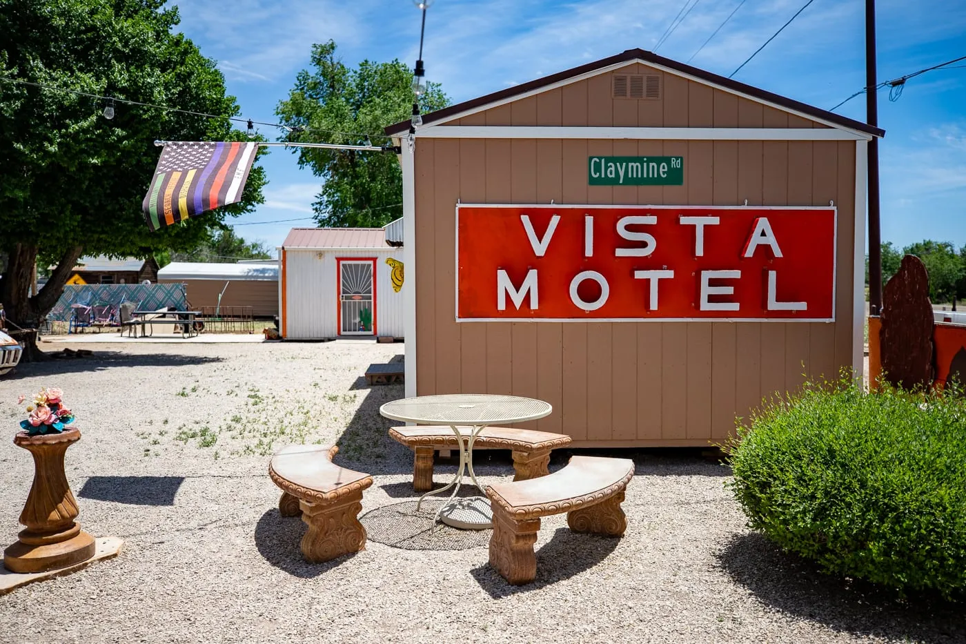 Vista Motel sign at Delgadillo’s Snow Cap in Seligman, Arizona - Route 66 restaurant and Drive-In Diner