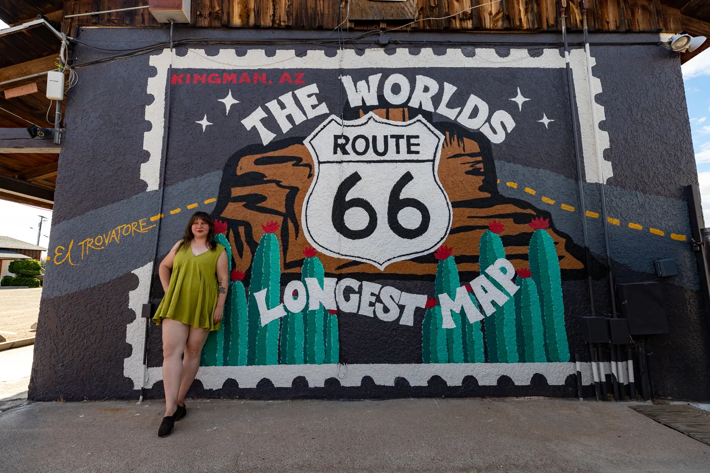 The World's Longest Map of Route 66 at El Trovatore Motel in Kingman, Arizona -Route 66 Motel