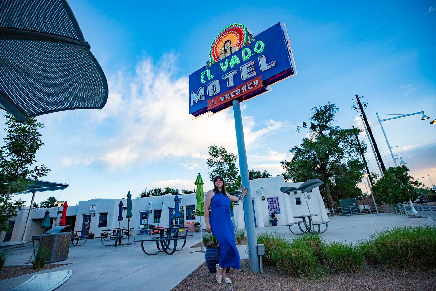Vintage neon motel sign at El Vado Motel in Albuquerque, New Mexico (Route 66 Motel)