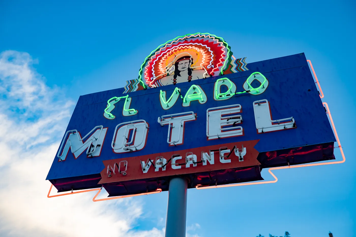 Vintage neon motel sign at El Vado Motel in Albuquerque, New Mexico (Route 66 Motel)