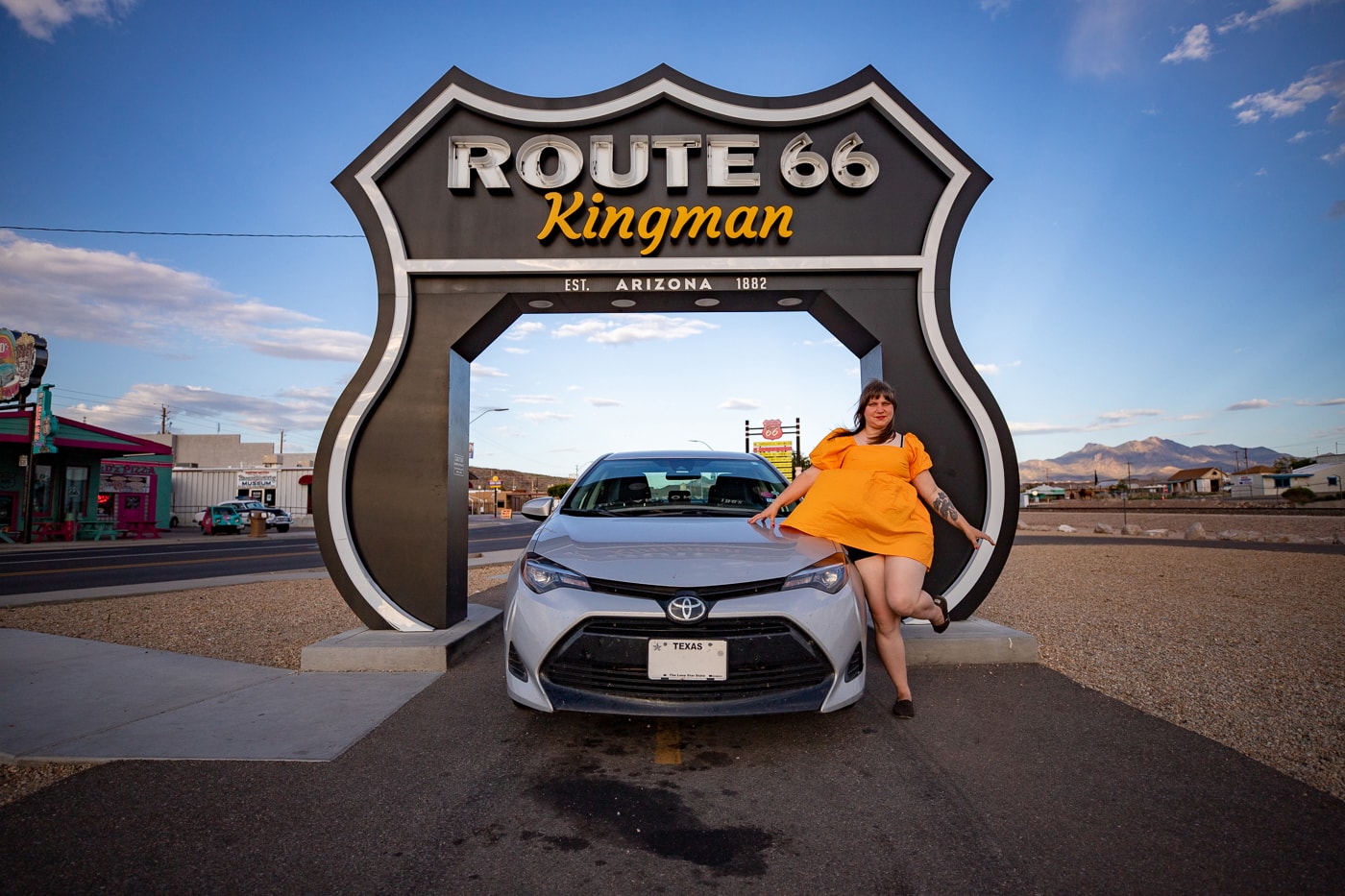 Route 66 Drive-Thru Shield in Kingman, Arizona - Route 66 Roadside Attraction