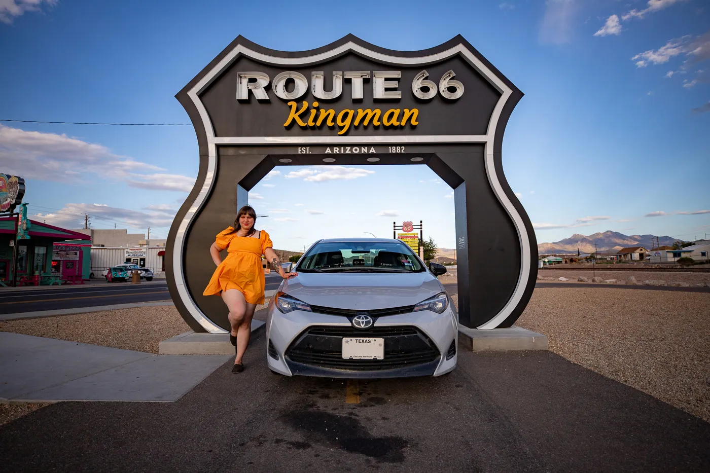 Route 66 Drive-Thru Shield in Kingman, Arizona - Route 66 Roadside Attraction